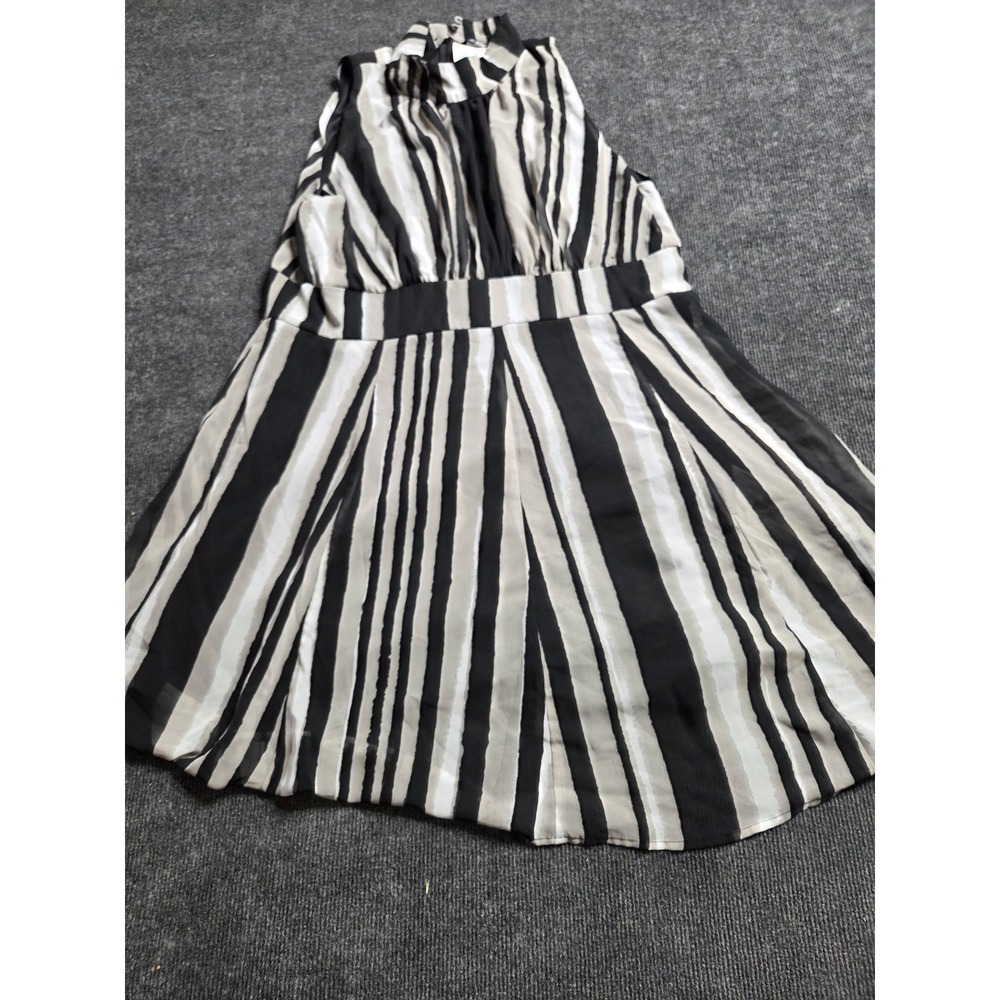 Voir Voir Women Striped High Mock Neck Sleeveles Romper Black White Grey Size 18